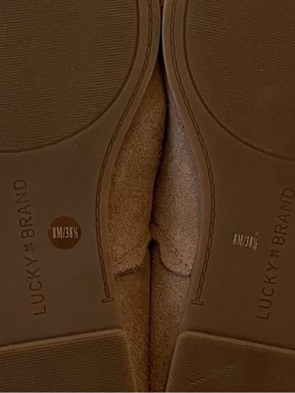 Tan suede scalloped loafers by Lucky Brand size 8 - Picture 7 of 7